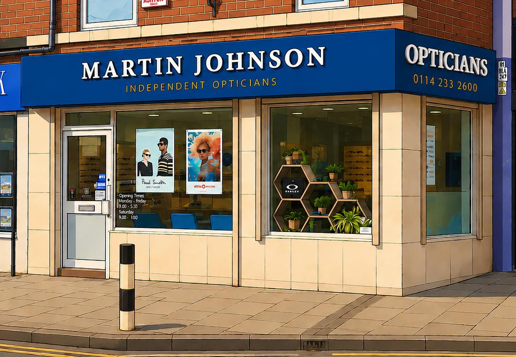 Frontage of Martin Johnson Opticians in Hillsborough, Sheffiield Frontage of Martin Johnson Opticians in Hillsborough, Sheffiield